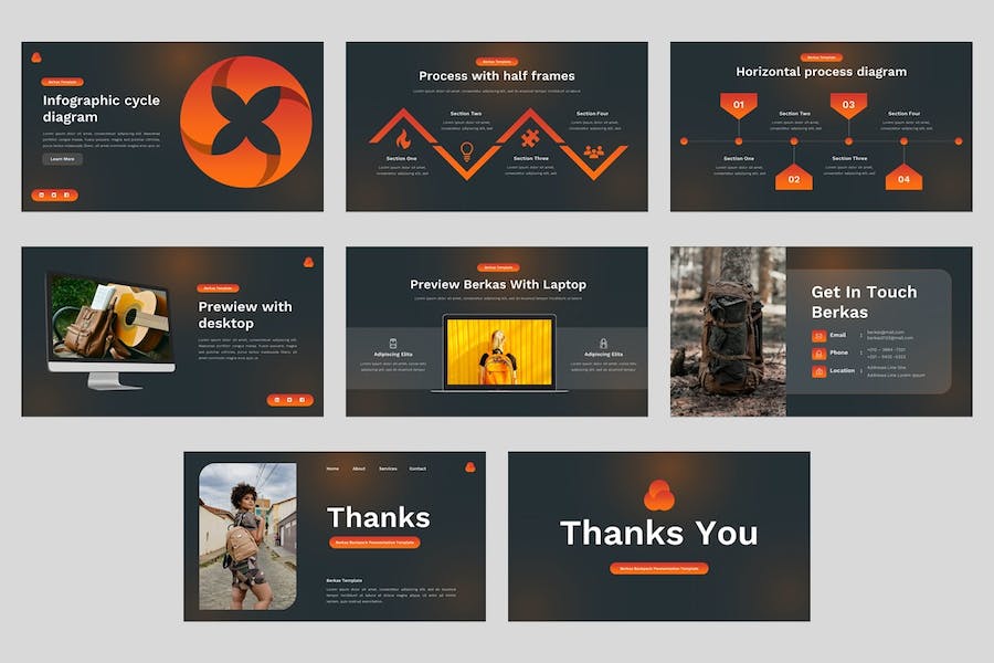 旅游背包户外旅行推介Keynote模板 - 顶尖PPT