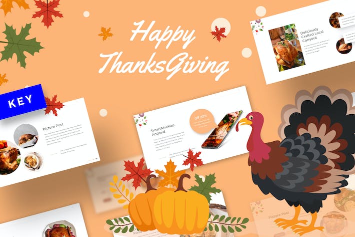 快乐感恩节主题活动宣传Keynote模板 - 顶尖PPT