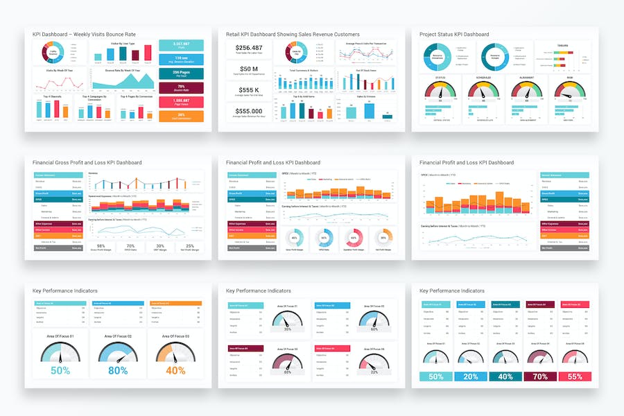 KPI数据仪表板图表可视化分析PPT模板 - 顶尖PPT