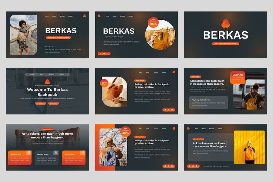 旅游背包户外旅行推介Keynote模板 - 顶尖PPT