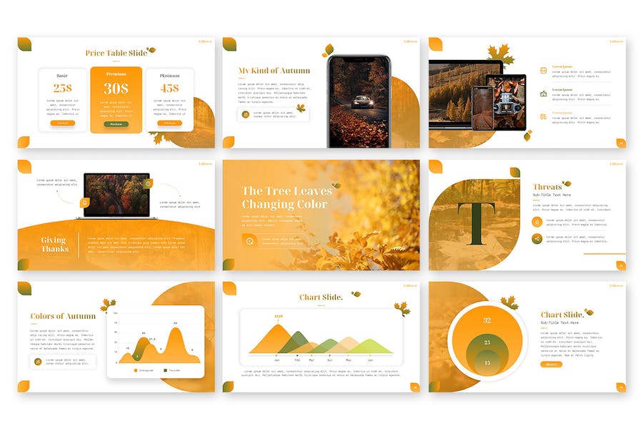 秋季落叶主题活动宣传PPT模板 - 顶尖PPT