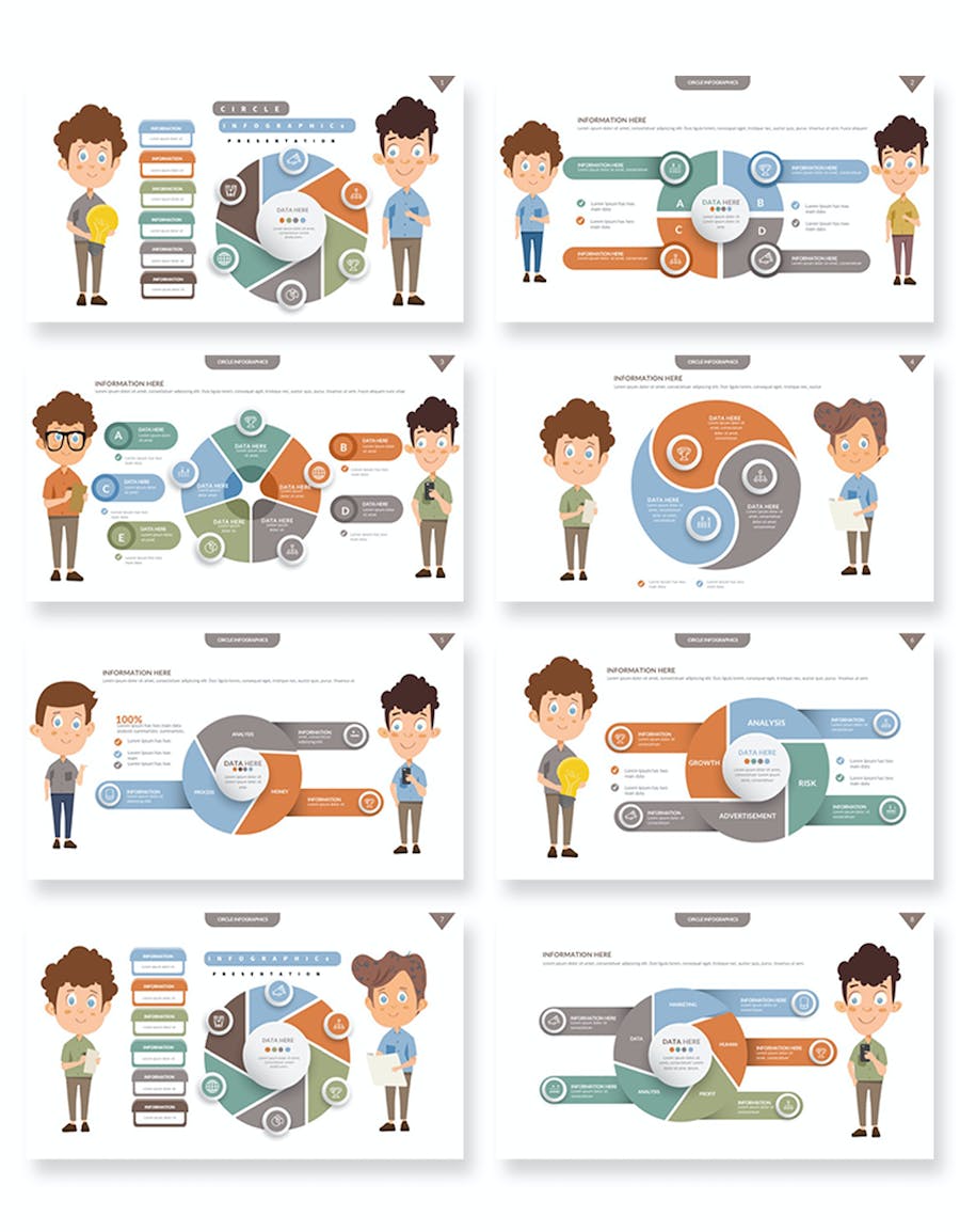 圆圈信息图表数据分析展示PPT模板 - 顶尖PPT
