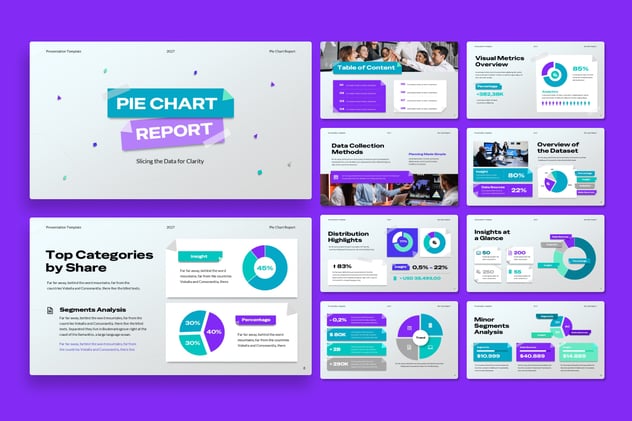 圆形饼形可视化数据图形PPT模板 - 顶尖PPT