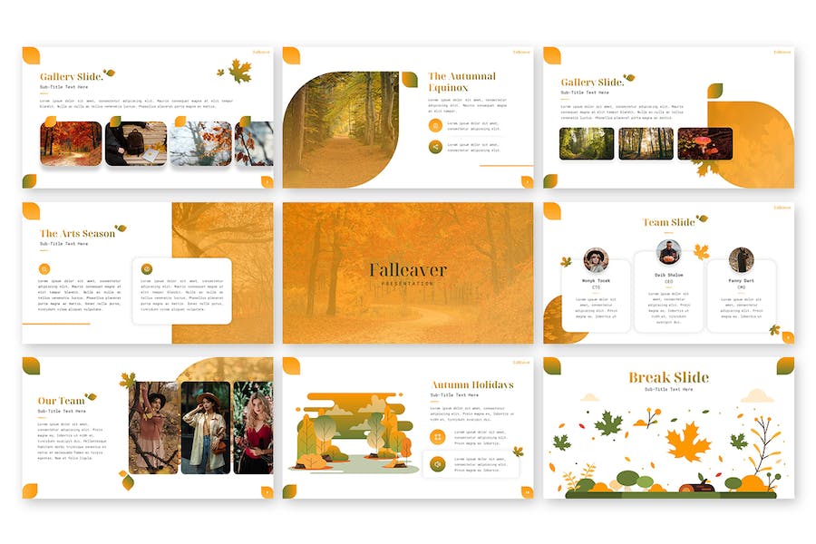 秋季落叶主题活动宣传PPT模板 - 顶尖PPT