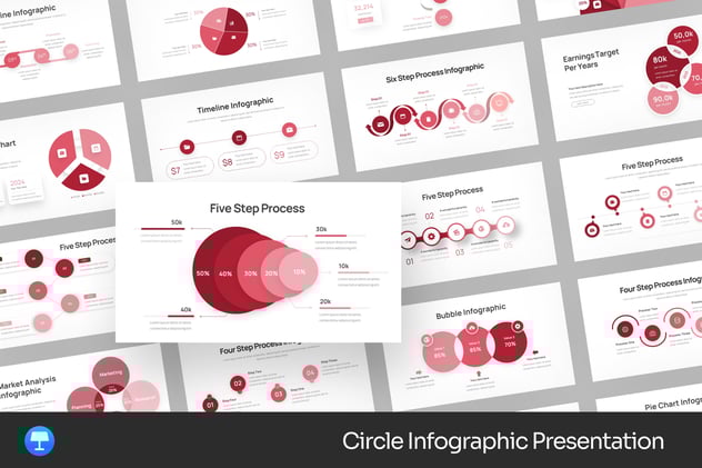 渐变圆圈信息图形keynote模板 - 顶尖PPT