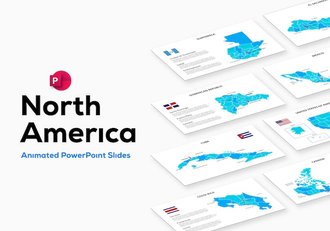 北美各个地图PPT动画模板 - 顶尖PPT