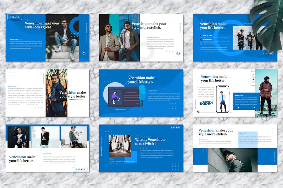 时尚服装男士穿搭商务推介PPT模板 - 顶尖PPT