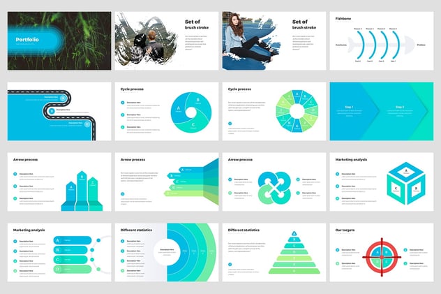 商务图形世界各国地图PPT模板 - 顶尖PPT
