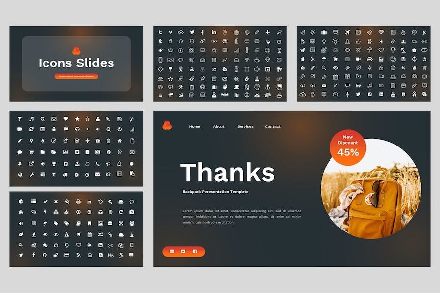 旅游背包户外旅行推介Keynote模板 - 顶尖PPT