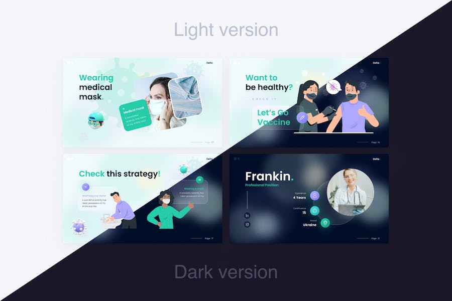 德尔塔冠状病毒流感防护治疗PPT模板 - 顶尖PPT