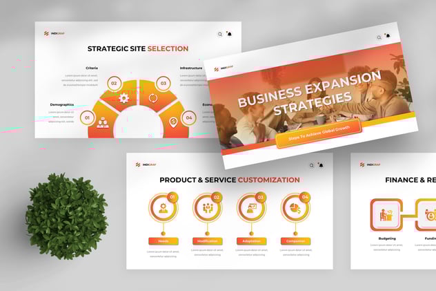 橙色渐变步骤图形PPT模板 - 顶尖PPT