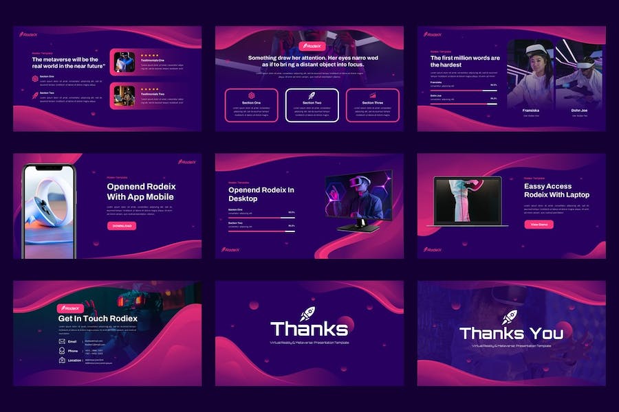 虚拟现实元宇宙技术应用开发PPT模板 - 顶尖PPT