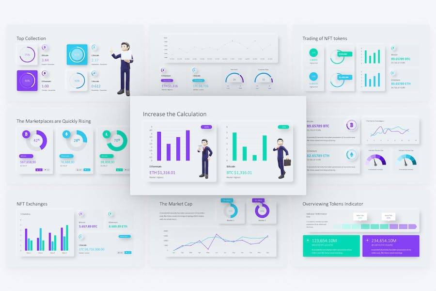 商业数据分析点线图折线图图形图表PPT模板 - 顶尖PPT