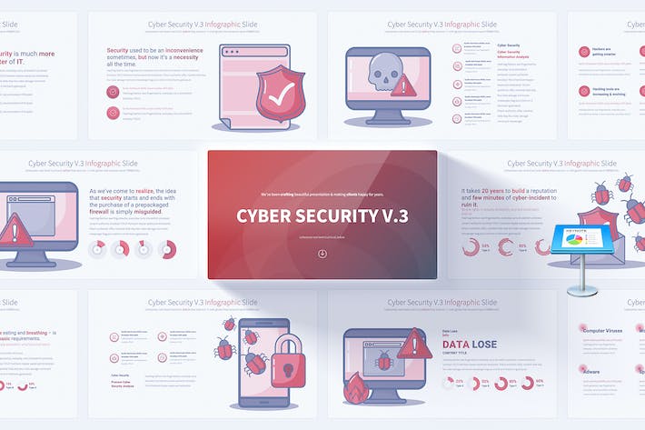 网络科技安全图形插画keynote模板 - 顶尖PPT