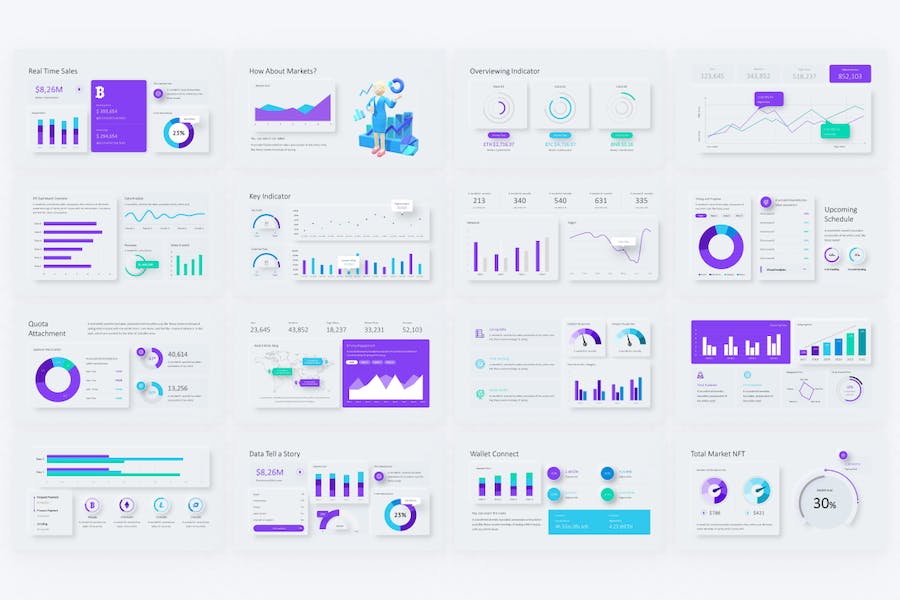 商业数据分析点线图折线图图形图表PPT模板 - 顶尖PPT