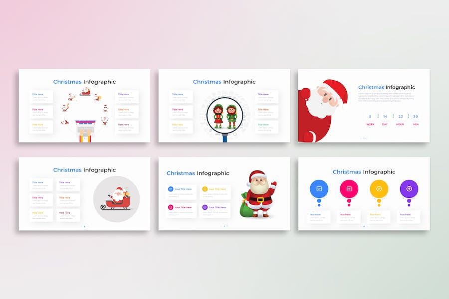 圣诞节信息图表数据可视化展示PPT模板 - 顶尖PPT