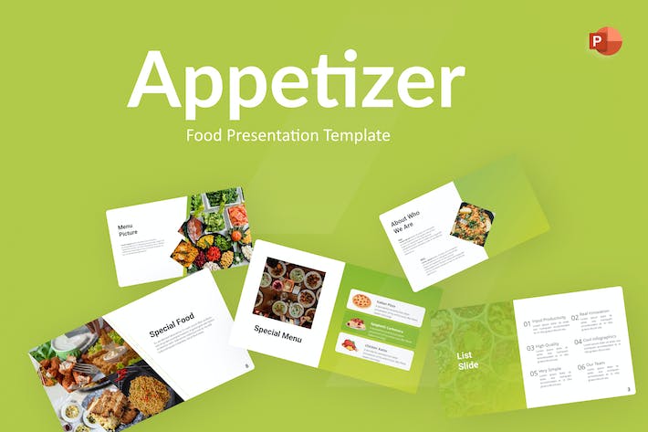 餐厅食物展示开胃菜食物餐饮美食通用PPT模板 - 顶尖PPT