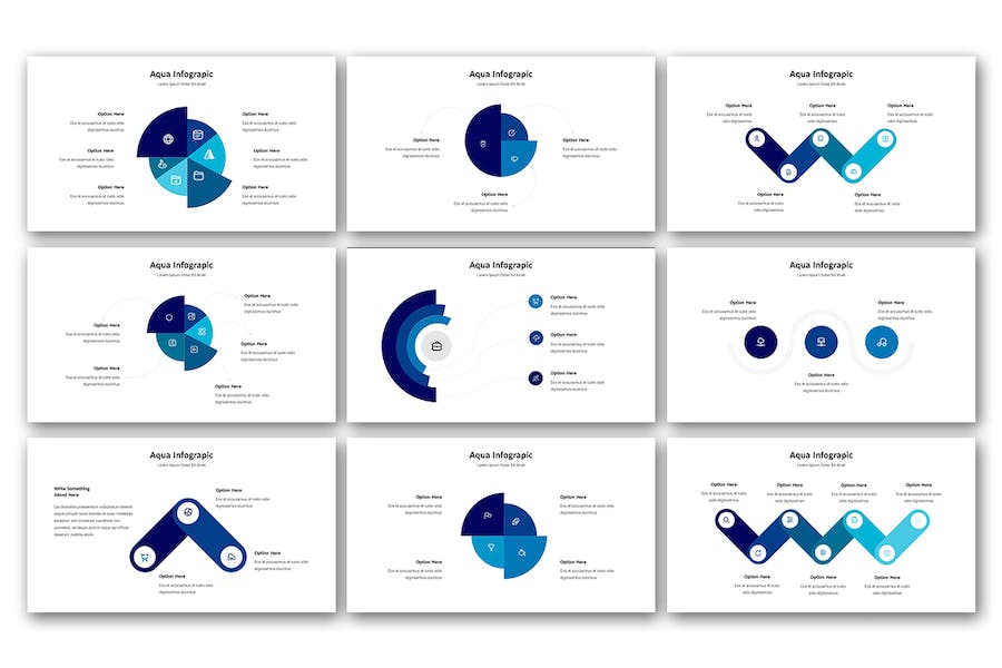 蓝色圆形信息图表PPT模板 - 顶尖PPT
