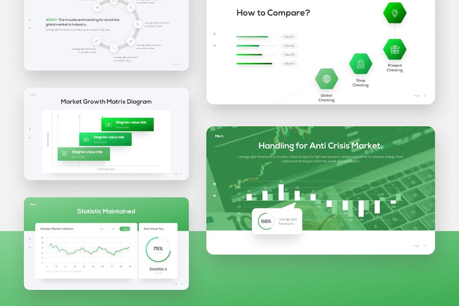绿色简约购物中心财务数据分析会计数据整理PPT模板 - 顶尖PPT