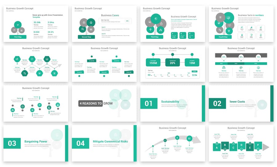 清新商务业务增长图形PPT模板 - 顶尖PPT