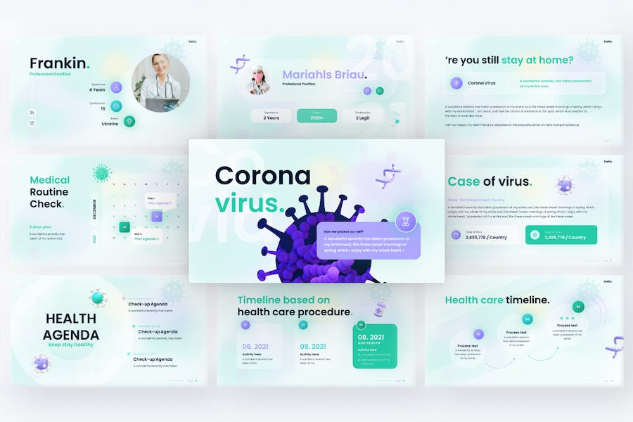 德尔塔冠状病毒流感防护治疗PPT模板 - 顶尖PPT