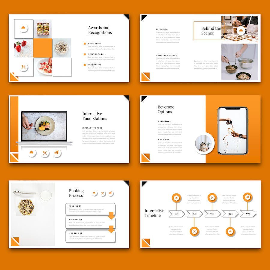 欧美橙色系高级餐饮外烩策划PPT模板 - 顶尖PPT