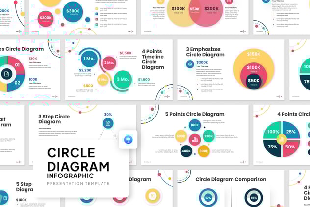 彩色可视化圆形图keynote模板 - 顶尖PPT