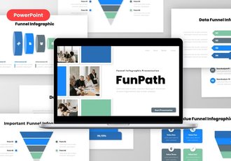 蓝绿扁平化漏斗信息图形PPT模板 - 顶尖PPT