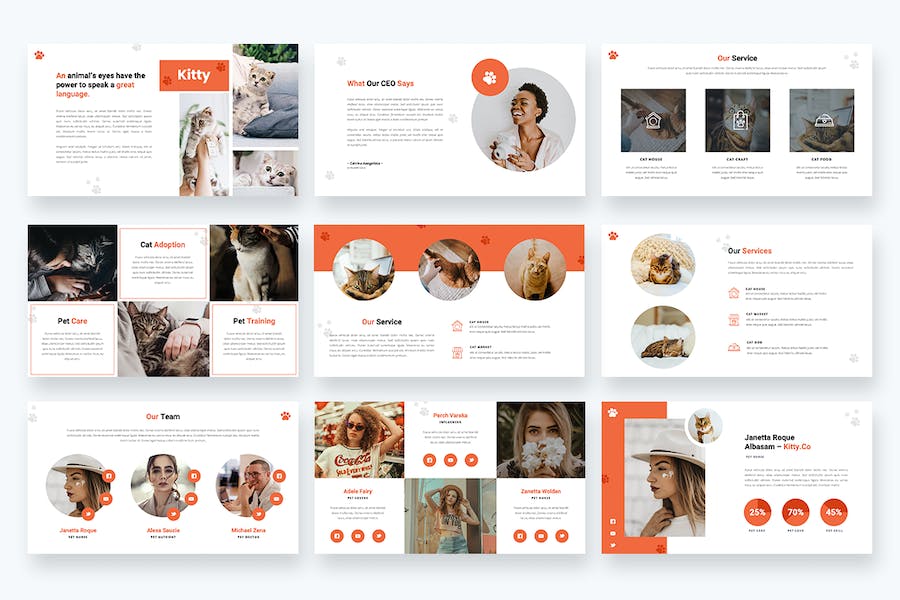 猫动物宠物Powerpoint模板 - 顶尖PPT