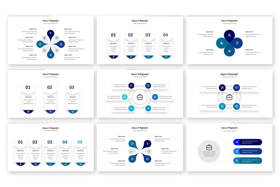 蓝色圆形信息图表PPT模板 - 顶尖PPT