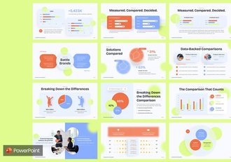 蓝橙色可视化数据对比图形PPT模板 - 顶尖PPT