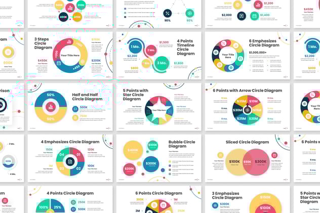 彩色可视化圆形图keynote模板 - 顶尖PPT
