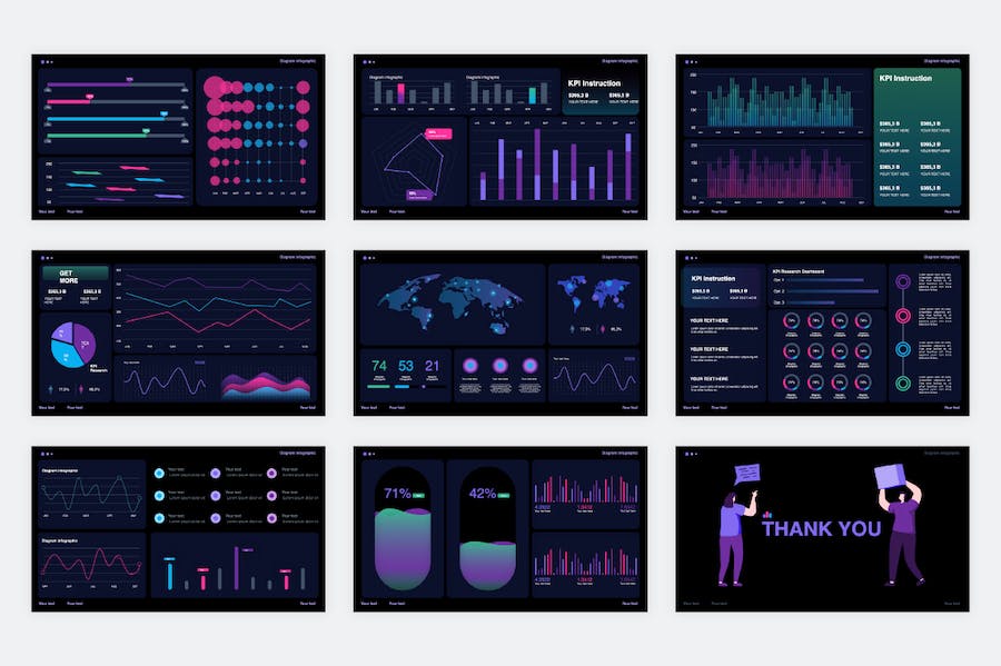 企业KPI数据可视化展示报告PPT模板 - 顶尖PPT