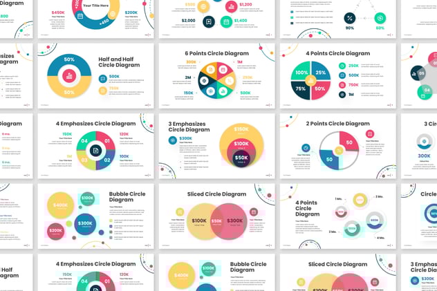 彩色可视化圆形图keynote模板 - 顶尖PPT