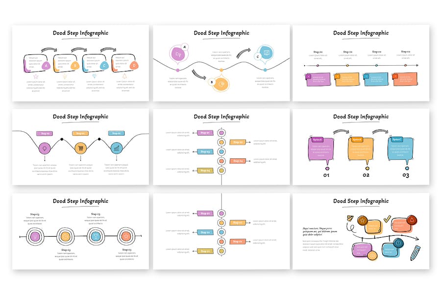 粉色手绘涂鸦信息图表PPT模板 - 顶尖PPT