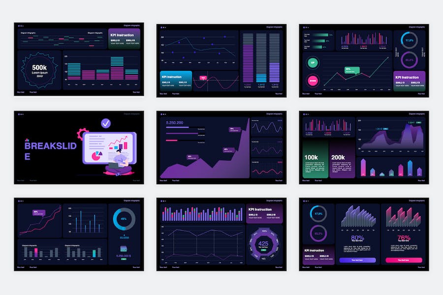 企业KPI数据可视化展示报告PPT模板 - 顶尖PPT