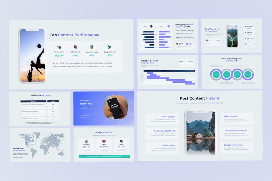 社交媒体数据分析洞察AR人工智能keynote模板 - 顶尖PPT