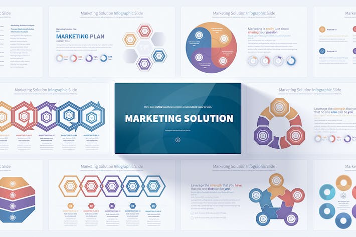 营销解决方案聚合图形PPT模板 - 顶尖PPT