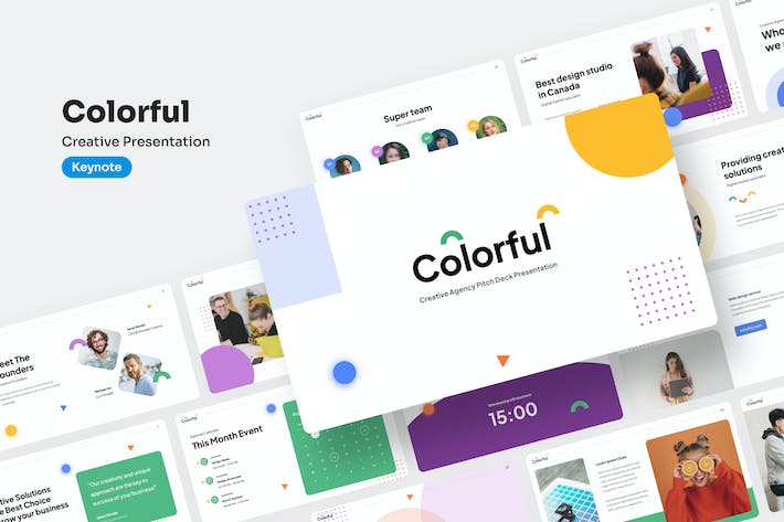创意彩色设计展示演讲讲座Keynote模板 - 顶尖PPT