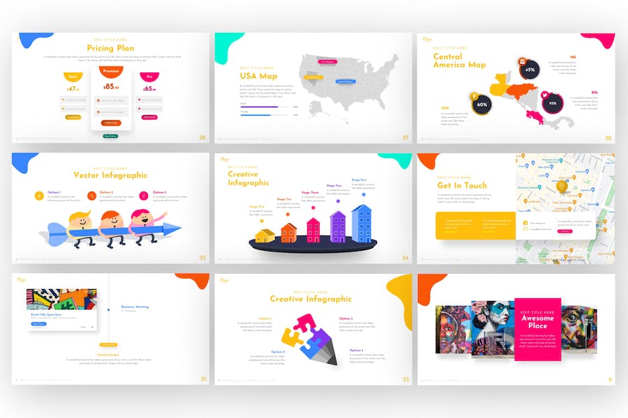 创意彩色艺术风格通用PPT模板 - 顶尖PPT