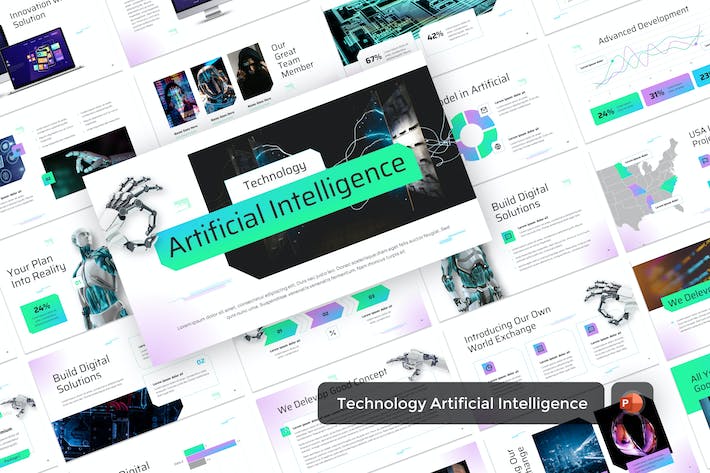 人工智能技术应用解决方案PPT模板 - 顶尖PPT