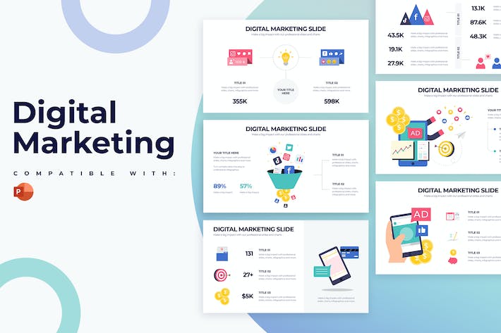 数字化营销推广渠道策略信息图PPT模板 - 顶尖PPT