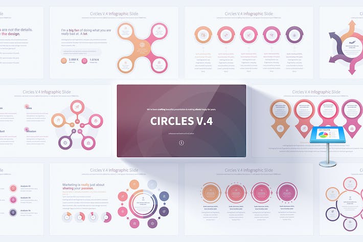 聚合图形要点信息图形圆圈图形图表keynote模板 - 顶尖PPT