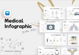 医疗信息图形涂鸦风格keynote模板 - 顶尖PPT