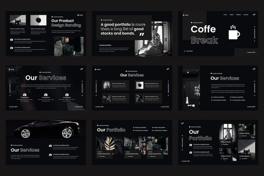 创意个人作品讲述展示设计策略应用Keynote模板 - 顶尖PPT