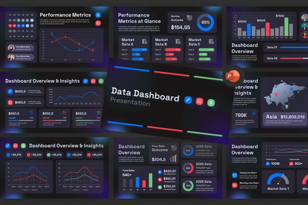 数据仪表板监控系统PPT模板 - 顶尖PPT