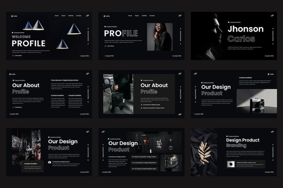 创意个人作品讲述展示设计策略应用Keynote模板 - 顶尖PPT