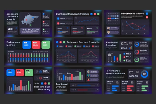 数据仪表板监控系统PPT模板 - 顶尖PPT