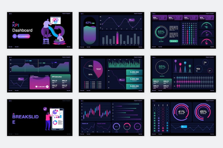 企业KPI数据可视化展示报告PPT模板 - 顶尖PPT