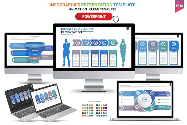 步骤流程图形微立体风格PPT模板 - 顶尖PPT